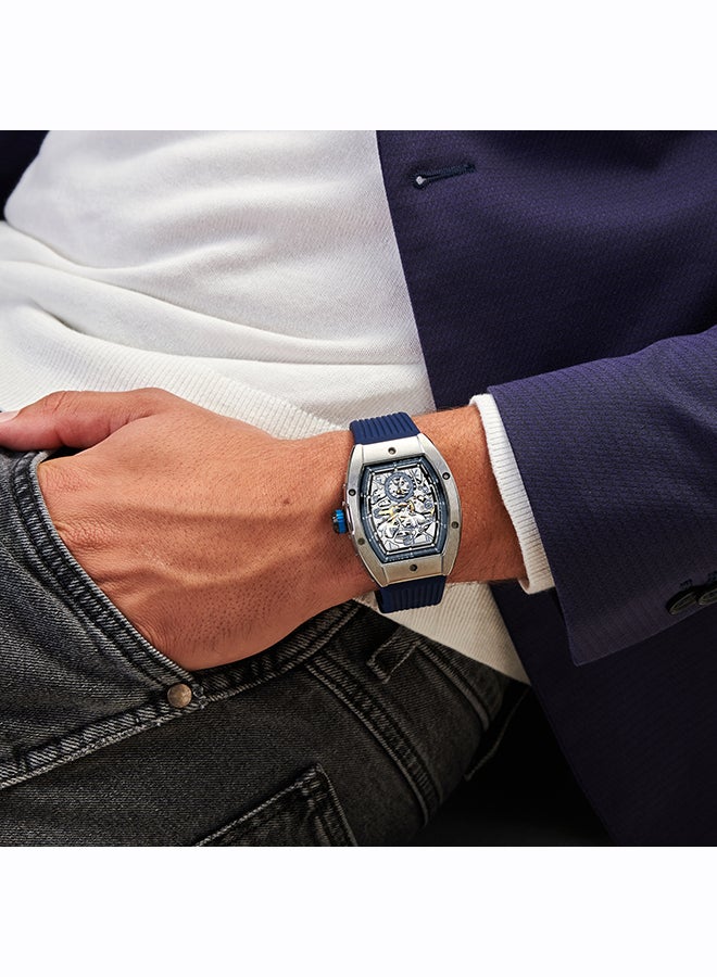 شيروتي 1881 ساعة أوفارو 48 مم بقرص هيكلي وحزام سيليكون أزرق - Image 3