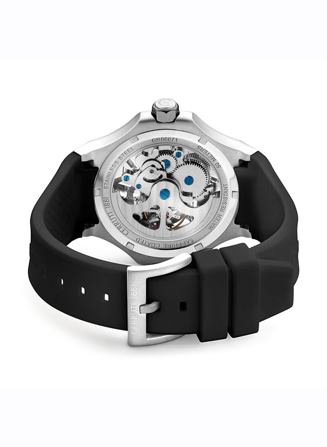 CERRUTI 1881 - Men's Lucardo 44mm Automatic Watch with Ion-Plated Black Skeleton Dial & Silicone Strap - Image 1