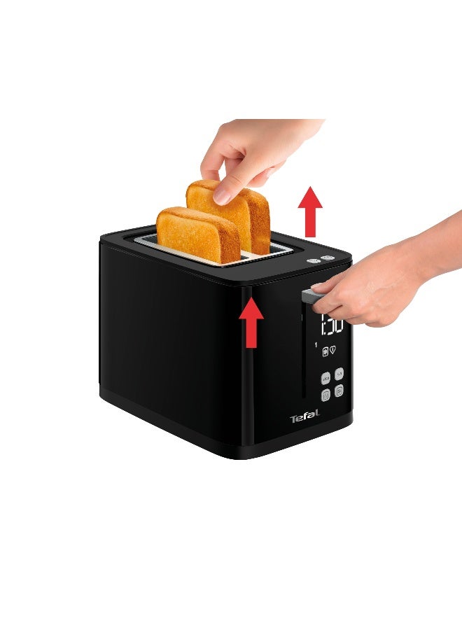 Tefal Toaster | SmartN'Light Digital Toaster | 2 Slots | 7 Levels of Toasting | Defrot and Reheat Functions | Settings Saving Function | Safe to Touch |   2 Years Warranty 850 W TT640840 Black - Image 4