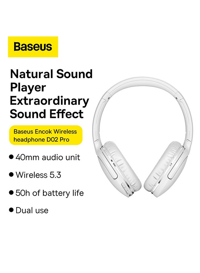 بيسوس - سماعات رأس لاسلكية Encok D02 Pro Bluetooth V5.3، سماعة رأس رياضية قابلة للطي، سماعة رأس للألعاب بدون استخدام اليدين لأجهزة iPhone وAndroid لون أبيض - Image 1