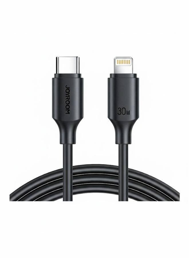JOYROOM S-A9 Fast Charging Data Cable 30W PD Type C to Lighting, 1M Black - Image 1