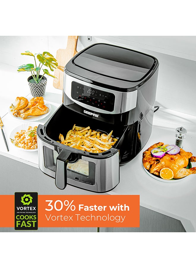 GEEPAS - Digital Air Fryer 9.2 L With Vortex Air Frying Technology| Oil Free Cooking Led Display With Touch Screen 9 Preset Cooking Modes 9.2 L 1800 W GAF37524 Black and silver - Image 1