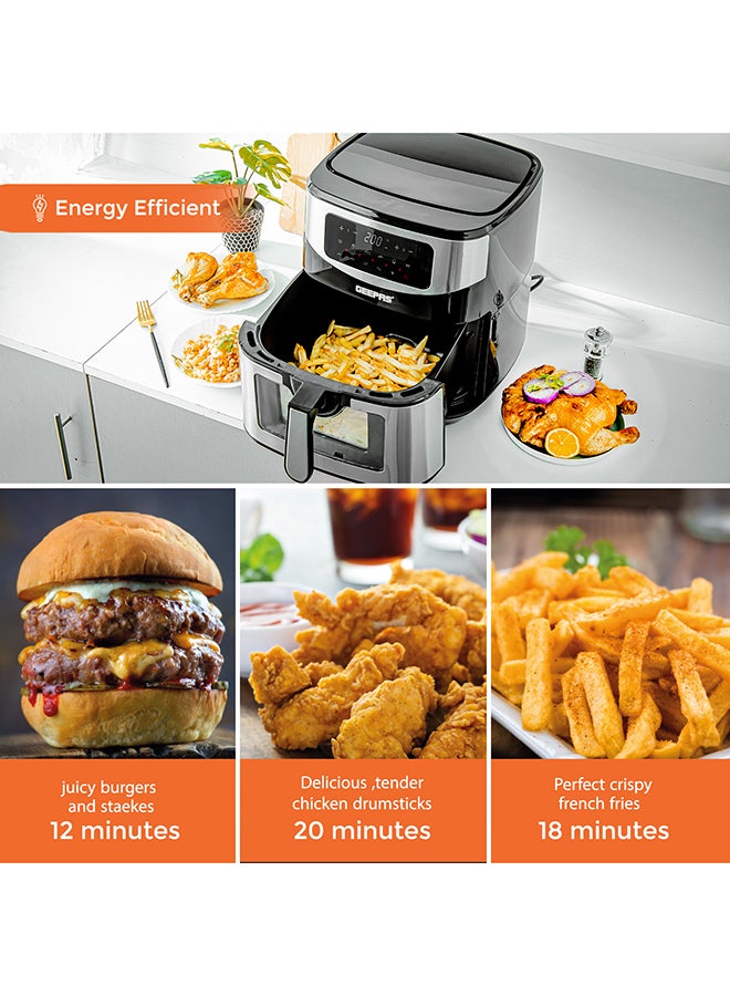 GEEPAS - Digital Air Fryer 9.2 L With Vortex Air Frying Technology| Oil Free Cooking Led Display With Touch Screen 9 Preset Cooking Modes 9.2 L 1800 W GAF37524 Black and silver - Image 1