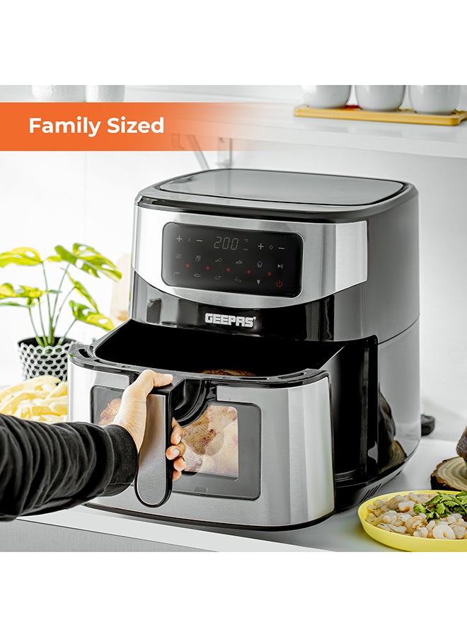 GEEPAS - Digital Air Fryer 9.2 L With Vortex Air Frying Technology| Oil Free Cooking Led Display With Touch Screen 9 Preset Cooking Modes 9.2 L 1800 W GAF37524 Black and silver - Image 1