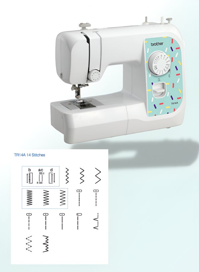 brother - TR14A Portable Free Arm Electrical Sewing Machine Featuring 14 built-in stitches and 4-step buttonhole | Brother Sewing Machine with Top-Load Bobbin and LED Sewing Light | Built-in Needle Threader and Instructional DVD Easy to Use for Beginners and  Home Sewing | White color | Made in Vietnam TR14A White - Image 1