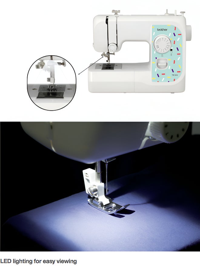 brother - TR14A Portable Free Arm Electrical Sewing Machine Featuring 14 built-in stitches and 4-step buttonhole | Brother Sewing Machine with Top-Load Bobbin and LED Sewing Light | Built-in Needle Threader and Instructional DVD Easy to Use for Beginners and  Home Sewing | White color | Made in Vietnam TR14A White - Image 1