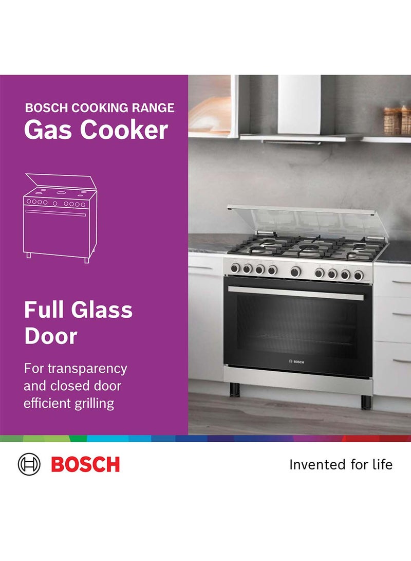 BOSCH Gas Range Cooker, 90 cm, with Detachable Timer HGVDA0Q50M Stainless Steel  - Image 5