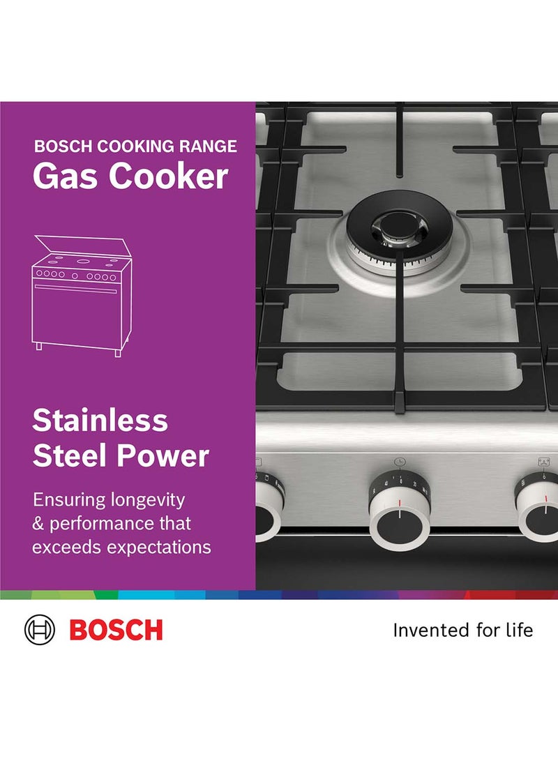 BOSCH Gas Range Cooker, 90 cm, with Detachable Timer HGVDA0Q50M Stainless Steel  - Image 4