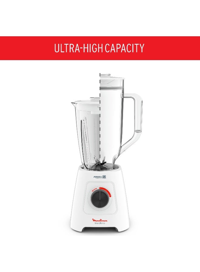 مولينكس خلاط | خلاط بليند فورس XXL صانع العصير | خلاط | 2 مرفقات | سعة فائقة | برطمان بلاستيك مقاس XXL| 6 شفرات باولكس | سهل التنظيف | آمنة | سحق الجليد | سرعتان | نبض | طاحونة | المروحية | 2 سنة الضمان - Image 4