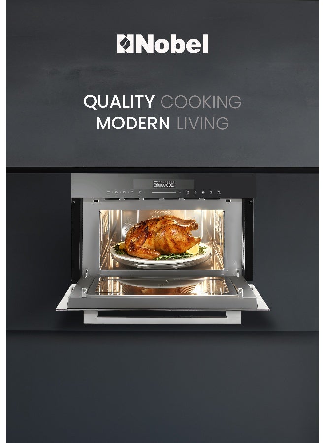 نوبل فرن ميكروويف مدمج سعة 34 لترًا، وجه أسود للتحكم باللمس، تجويف من الفولاذ المقاوم للصدأ، ميكروويف، شواية، حمل حراري، إشارة نهاية وقفل أمان للأطفال، تشغيل سريع خلال 30 ثانية، 10 قوائم تلقائية، 5 مستويات طاقة، شواية 1100 واط وطاقة حمل حراري 2300 واط - Image 5