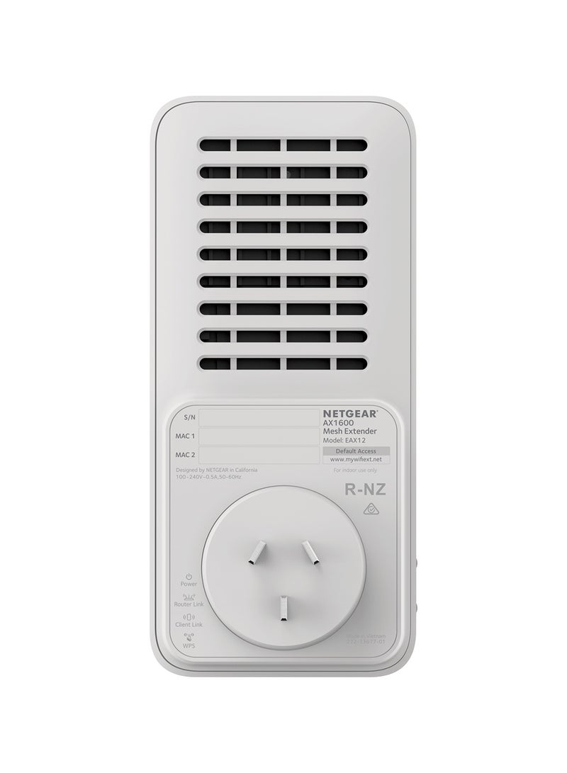 NETGEAR - Dual-band WiFi 6 Mesh Extender EAX12 | WiFi Booster | Range Extender | WiFi Extender | AX1600 Covers up to 1200 sq ft and 15 Devices white - Image 1
