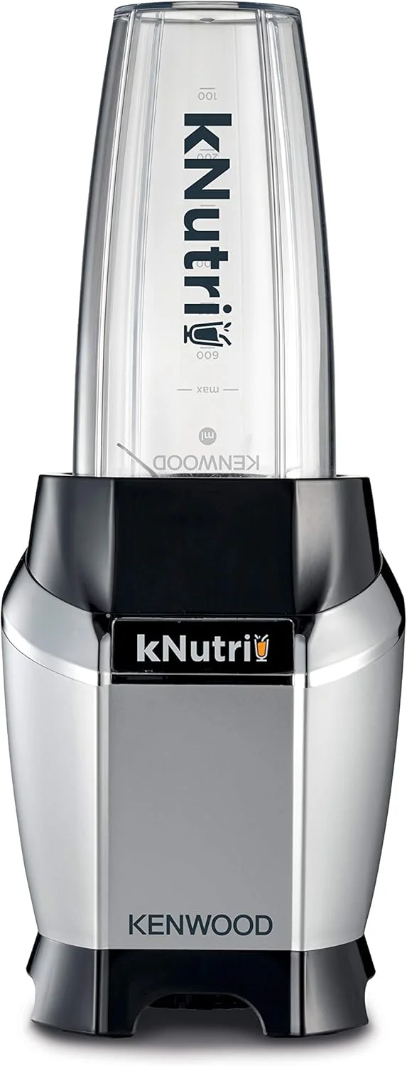 KENWOOD Personal Blender, 600W Smoothie Blender, Smoothie Maker, 600W, 2 x 700ml & 600ml Tritan Smoothie2Go Bottle, Lid, Ice Crush Function, BSP70.600SI, Black/Silver