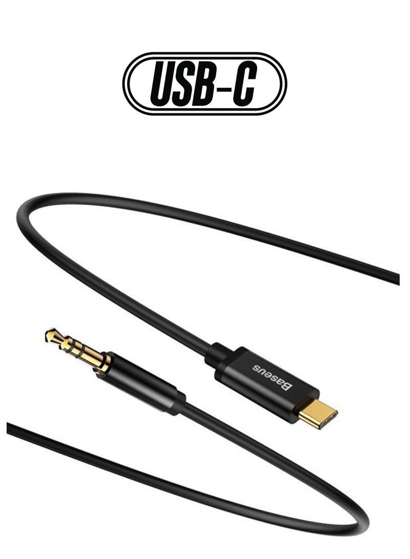 Baseus Audio Aux Jack Cable 3.93ft USB Type C To 3.5mm Headphone Stereo Cord Car Compatible With iPad Pro 2018 Google Pixel 2 3 XL Samsung Galaxy S21 S20 Ultra Note 20 10 Plus Black  - Image 1