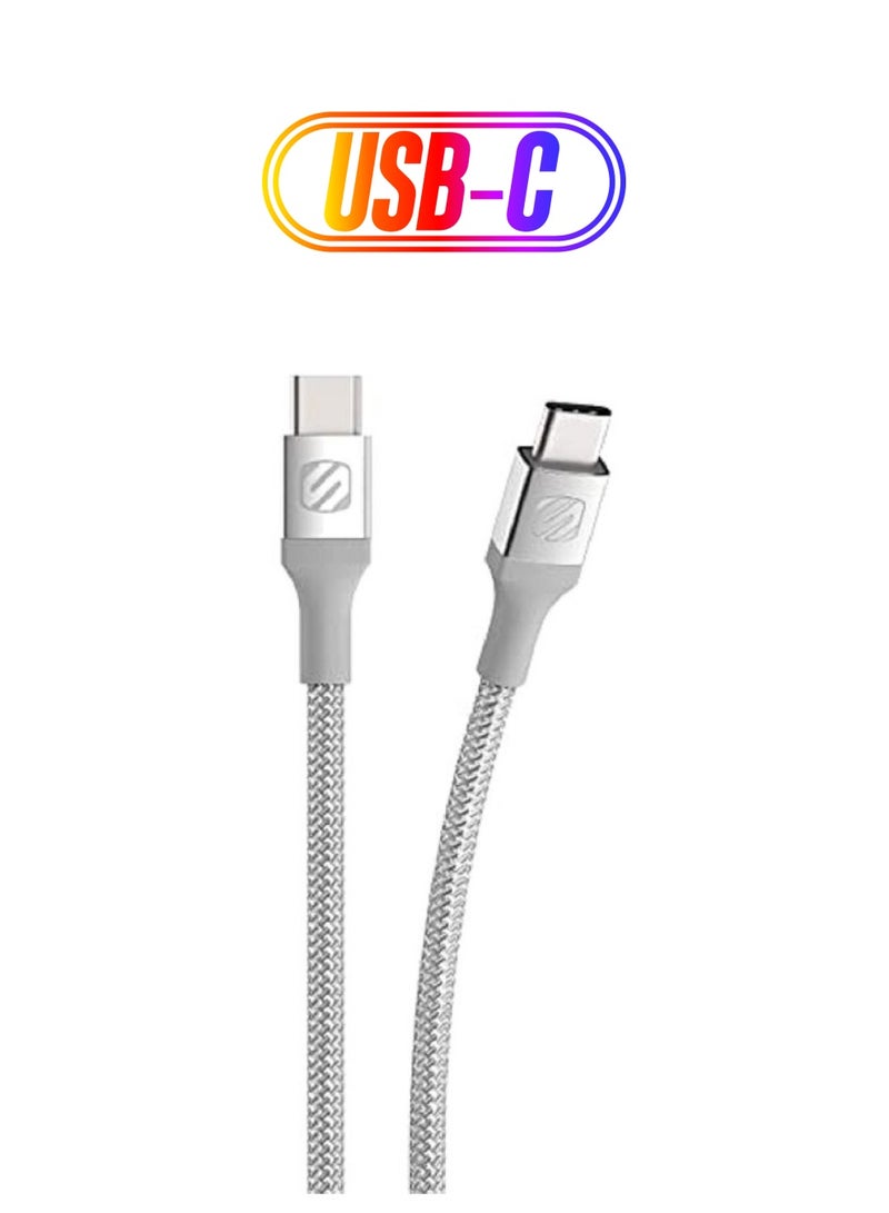 Scosche 10 Feet Braided Charge & Sync Cable For USB C Devices Silver