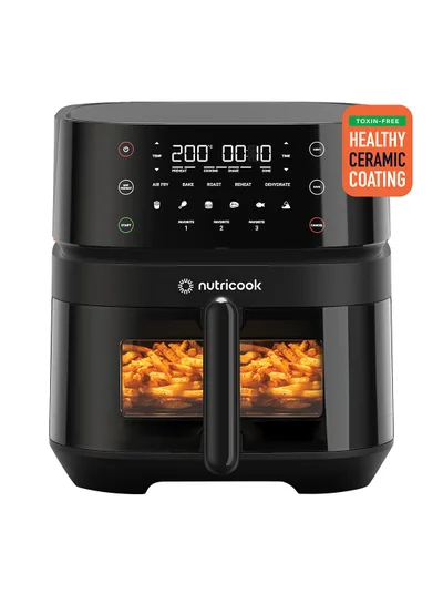 نيوتري كوك Digital Air Fryer Vision 3 ,  5.7L Capacity with Clear Window & Internal Light,6 Presets, Air Fry, Roast, Bake, Broil, Dehydrate& Reheat, 2 Years limited Warranty 5.7 L 1700 W NC-AF357V Black