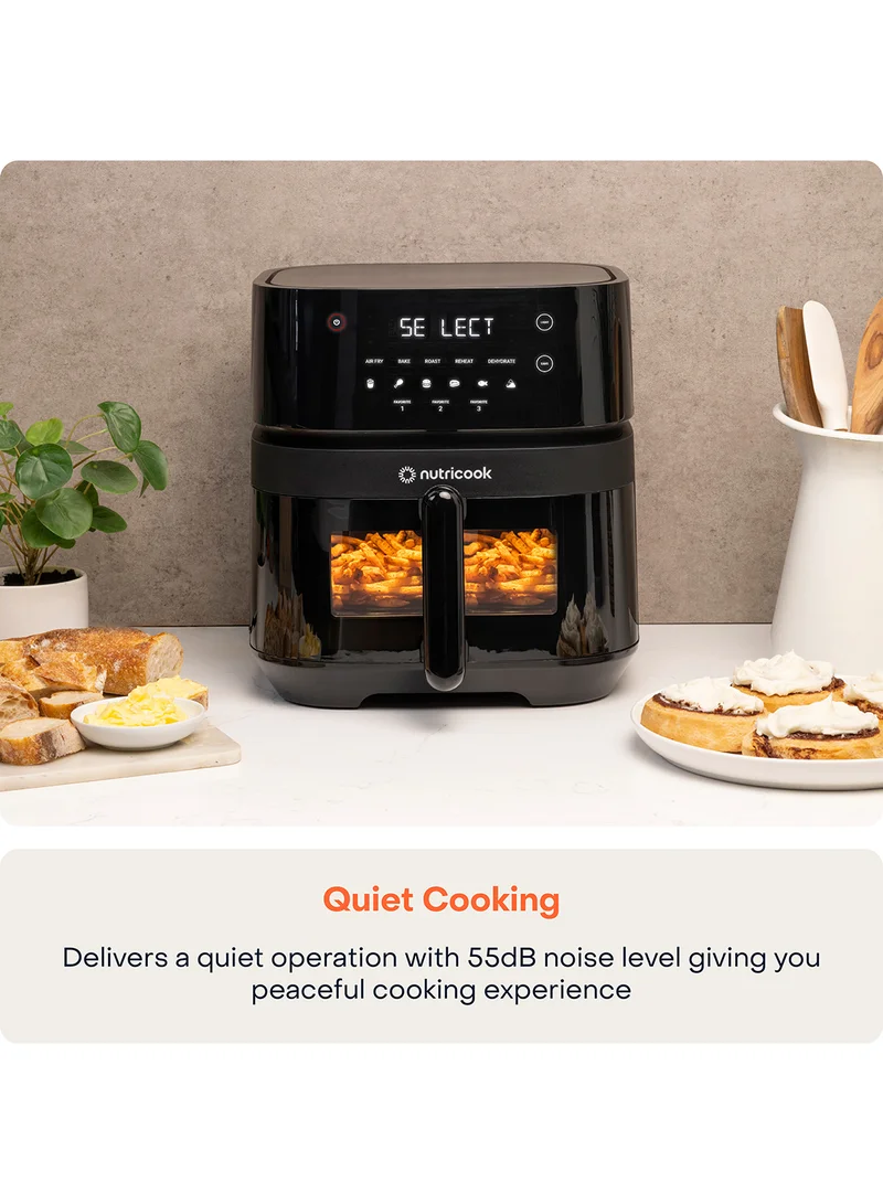 nutricook Digital Air Fryer Vision 3 ,  5.7L Capacity with Clear Window & Internal Light,6 Presets, Air Fry, Roast, Bake, Broil, Dehydrate& Reheat, 2 Years limited Warranty 5.7 L 1700 W NC-AF357V Black