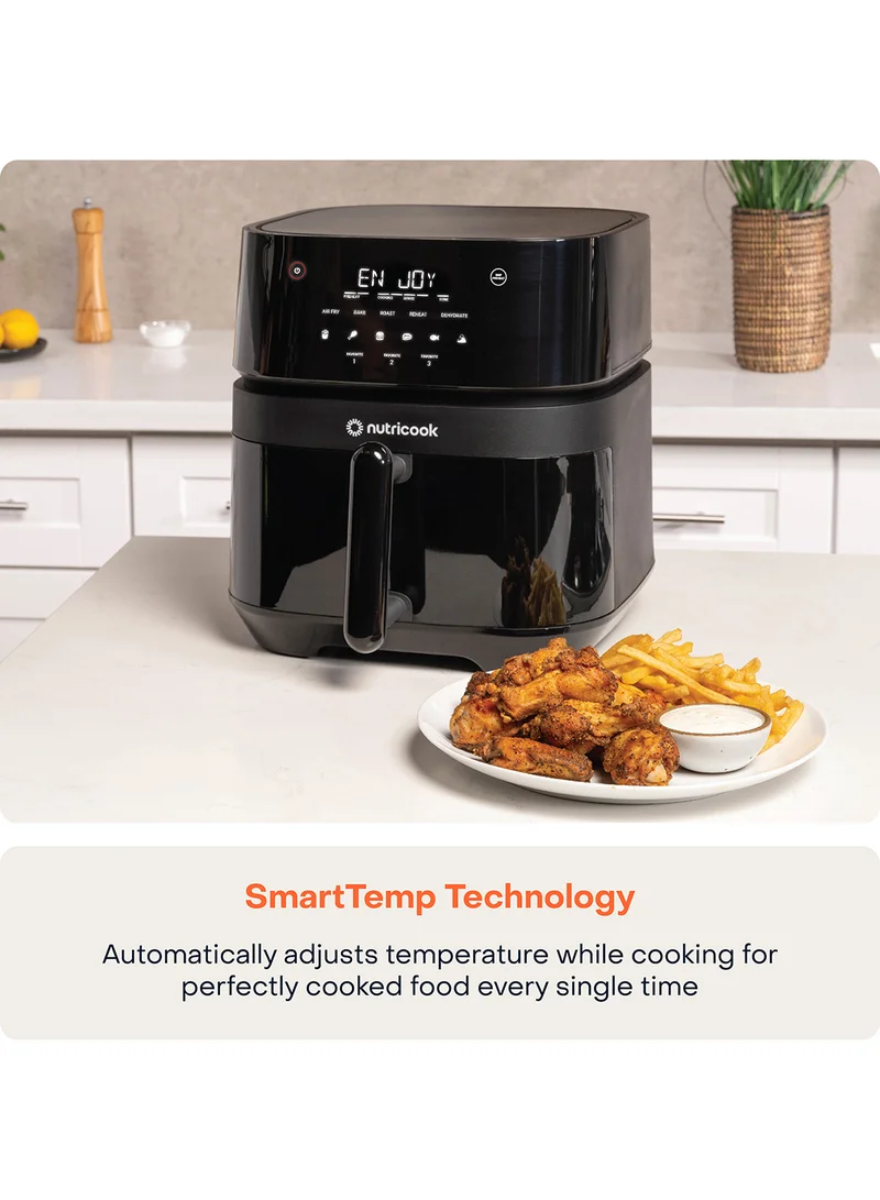 nutricook Digital Air Fryer Vision 3 ,  5.7L Capacity with Clear Window & Internal Light,6 Presets, Air Fry, Roast, Bake, Broil, Dehydrate& Reheat, 2 Years limited Warranty 5.7 L 1700 W NC-AF357V Black