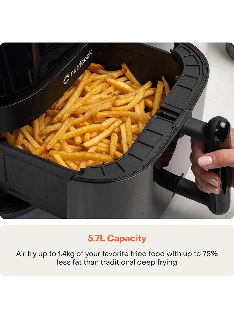nutricook Digital Air Fryer Vision 3 ,  5.7L Capacity with Clear Window & Internal Light,6 Presets, Air Fry, Roast, Bake, Broil, Dehydrate& Reheat, 2 Years limited Warranty 5.7 L 1700 W NC-AF357V Black