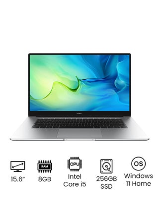 MateBook D 15 Laptop With 15.6-Inch Full HD Display, Core i5-1155G7 Processor/8GB RAM/256GB SSD/Windows 11 Home/ English/Arabic Mystic Silver - pnsku/N53380680A/45/_/1711396788/d9625029-3036-4f50-832d-e6c79d533cf0