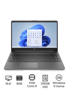 15s-fq5022nx Laptop With 15.6-Inch FHD Display, Intel Core i3-1215U Processor/8GB RAM/256GB SSD/Intel UHD Graphics/Windows 11 Home in S mode/ English/Arabic Chalkboard Gray