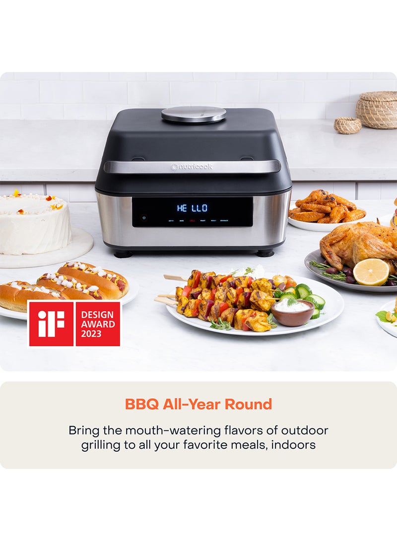 nutricook Smart Air Fryer Grill XL digital 8.5 Liters, with Built in Thermometer, Grill, Air Fry, Roast, Bake, Dehydrate & Reheat, 2 Years limited Warranty 8.5 L 1760 W NC-AFG960 Black/ Silver - Image 2