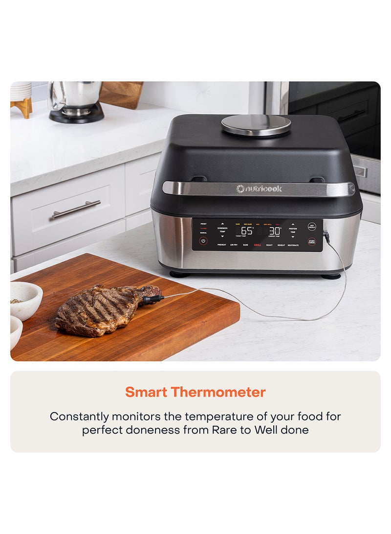 nutricook Smart Air Fryer Grill XL digital 8.5 Liters, with Built in Thermometer, Grill, Air Fry, Roast, Bake, Dehydrate & Reheat, 2 Years limited Warranty 8.5 L 1760 W NC-AFG960 Black/ Silver - Image 4