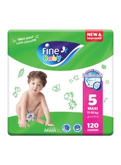 Fine Baby Baby Diapers Size 5 (11-18Kg) Maxi, 120 Count  With The New Double Lock Leak Barriers  - Image 1