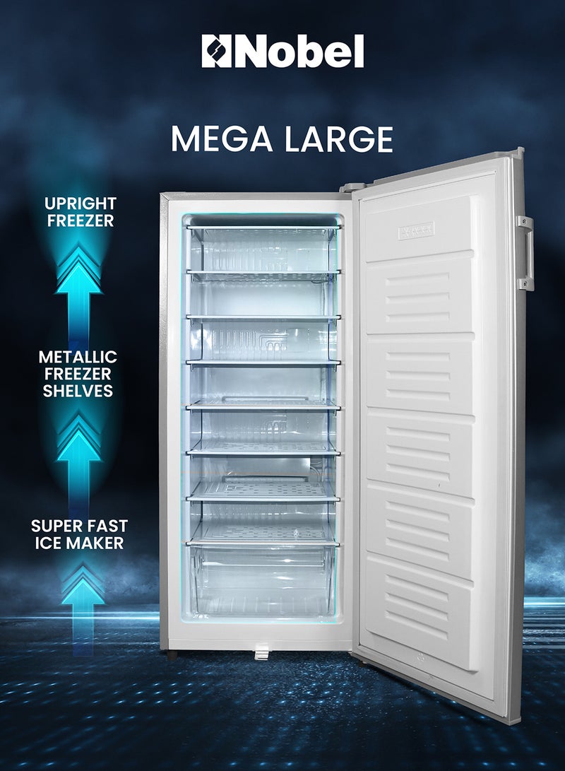 نوبل فريزر رأسي سعة 187 لترًا صانع ثلج فائق السرعة باب واحد تذويب R600A مكثف خارجي يتضمن التركيب الأساسي - Image 2