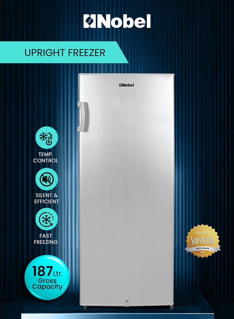 نوبل فريزر رأسي سعة 187 لترًا صانع ثلج فائق السرعة باب واحد تذويب R600A مكثف خارجي يتضمن التركيب الأساسي - Image 1
