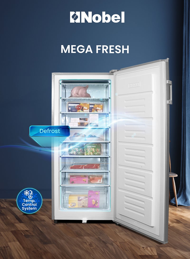 نوبل فريزر رأسي سعة 187 لترًا صانع ثلج فائق السرعة باب واحد تذويب R600A مكثف خارجي يتضمن التركيب الأساسي - Image 3