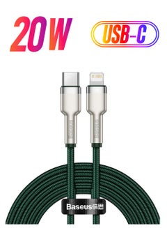 Baseus USB C to Lightning Braided Nylon Fast Charging Data Transfer Cable 20W Power Delivery for iPhone 14/ 14 Pro Max/ 13 Pro/13 Pro Max/13/13 mini/ iPad 9/ 12 mini/12/12 Pro and All Lightning Series Green  - Image 1