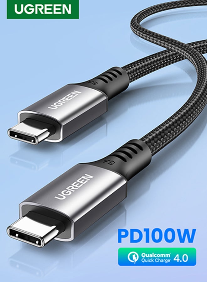 يو جرين كيبل شحن USB C سريع 100 واط بطول 1 متر، كيبل شحن سريع PD3.0 SCP BC1.2 5 امبير، كيبل type C مضفر لاجهزة ايباد ميني 6، ماك بوك برو، اير، ايباد برو 12.9 انش، سلسلة ايفون 15،سامسونج S23+، هواوي P60، الخ أسود أسود 