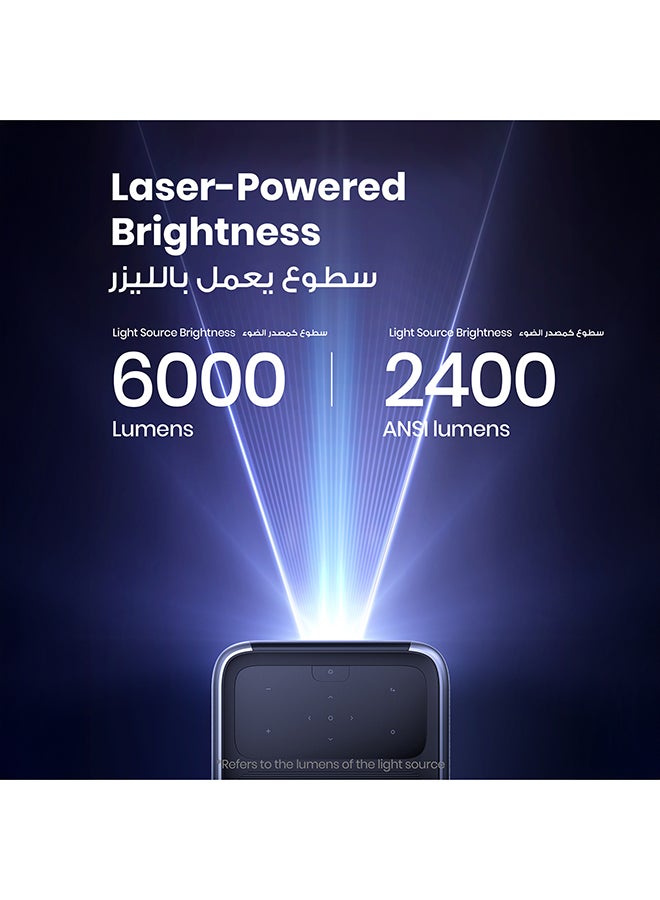 Cosmos Laser 4K Projector, 2200 ANSI Lumen, Android TV 10.0 with 7000+ Apps, Autofocus, Auto Keystone Correction, Screen Fit, Home Theater Image Quality, Outdoor Movie Projector With Bluetooth - D2350 Black/Grey