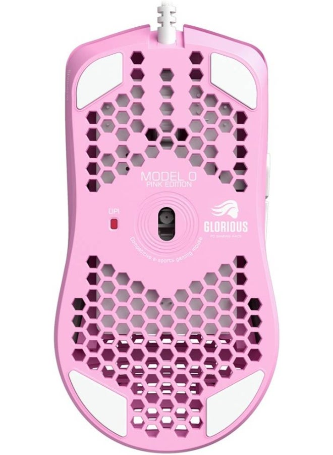 Glorious - Glorious Model O Wired Gaming Mouse, Pixart PMW-3360 Sensor, 250+ IPS Tacking Speed, 6 Buttons, Up to 12000 DPI, 1ms Polling Rate, USB-A 2.0 Connector, 2m Cable Length, Pink - Image 1