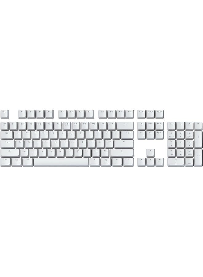Glorious - Glorious 104 Keys Mechanical KB Keycaps, Standard Bottom Row, Compatible with Cherry-MX / Gateron / Kailh + Stem, Double Shot Injection Legends, Transparent for Backlight LED, White | G-104-White - Image 1