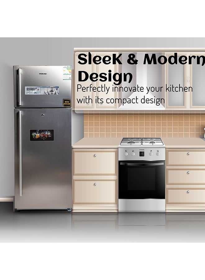 NIKAI - 16.4 Cubic Feet 466 Liter Frost Free Refrigerator, Double Door, Inverter Compressor, Large Storage Capacity, Power Saving NRF651F23 Stainless Steel - Image 1