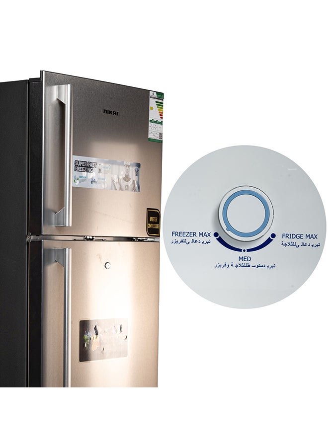 NIKAI - 16.4 Cubic Feet 466 Liter Frost Free Refrigerator, Double Door, Inverter Compressor, Large Storage Capacity, Power Saving NRF651F23 Stainless Steel - Image 1
