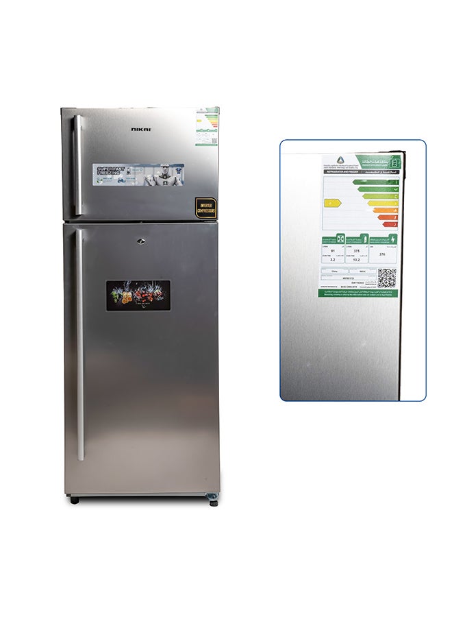 NIKAI - 16.4 Cubic Feet 466 Liter Frost Free Refrigerator, Double Door, Inverter Compressor, Large Storage Capacity, Power Saving NRF651F23 Stainless Steel - Image 1