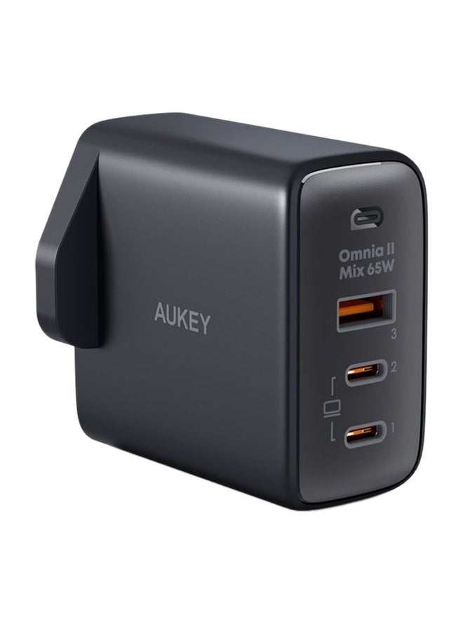Aukey Omnia II 65W PD & Super Fast Wall Charger with GaN Power Technology PA-B6T Black - Image 3
