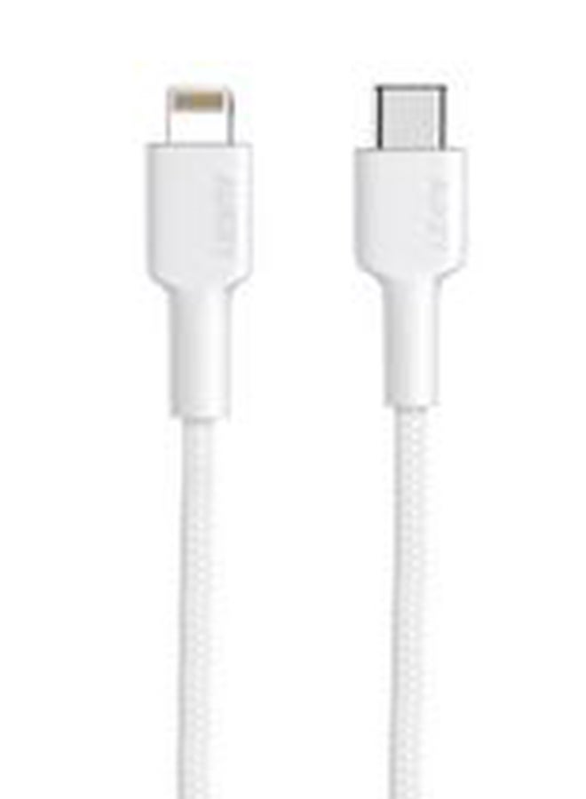 Aukey Braided Nylon Sync & Charge MFI Cable USB-C To Lightning 1.8M NCL2 White - Image 3