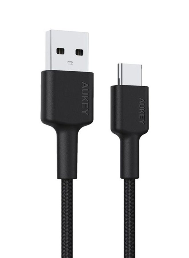 Aukey Braided Nylon Sync & Charge USB-A To USB-C cable 0.9M CD30 Black - Image 3