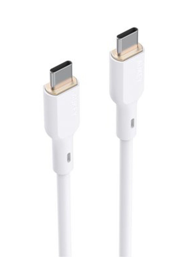 Aukey 100W PD Silicone USB-C To USB-C Cable 1M SCC101 White - Image 5