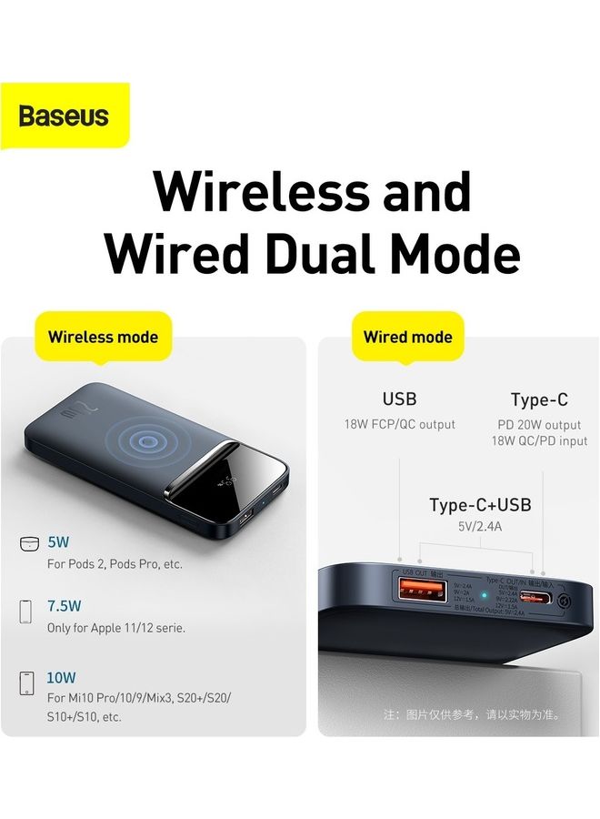 Baseus 10000 mAh Magnetic Mag-Safe Wireless Power Bank 10000mAh Fast Charging PD 20W for iPhone 14,13,12 Series Blue/Black - Image 5