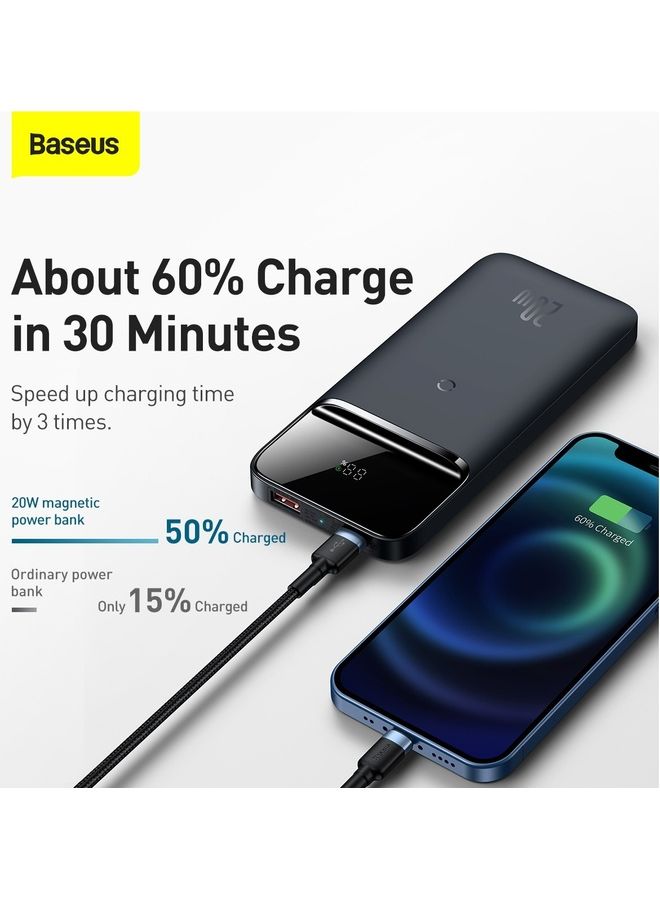 Baseus 10000 mAh Magnetic Mag-Safe Wireless Power Bank 10000mAh Fast Charging PD 20W for iPhone 14,13,12 Series Blue/Black - Image 4