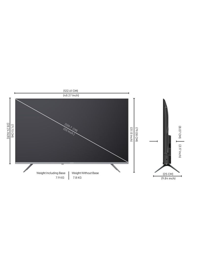 سكاي ورث - تلفزيون مقاس 55 بوصة UHD 4K 60Hz LED، يدعم HDR10/HLG، يحتوي على 3× HDMI، 2× USB، صوت Dolby، واي فاي مزدوج، بلوتوث 5.1، متجر Google Play، وميزة العثور على جهاز التحكم. 55G6400G اسود - Image 1
