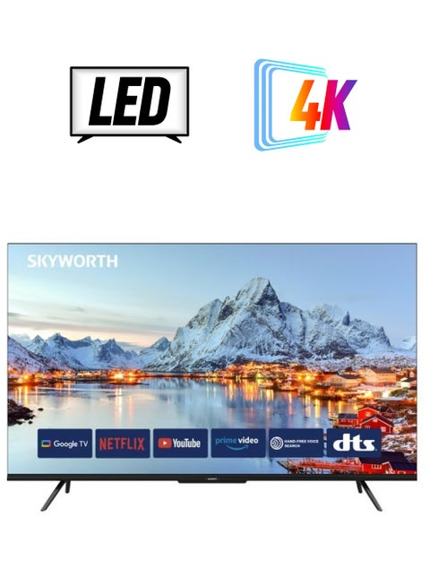 تلفزيون مقاس 55 بوصة UHD 4K 60Hz LED، يدعم HDR10/HLG، يحتوي على 3× HDMI، 2× USB، صوت Dolby، واي فاي مزدوج، بلوتوث 5.1، متجر Google Play، وميزة العثور على جهاز التحكم. 55G6400G اسود
