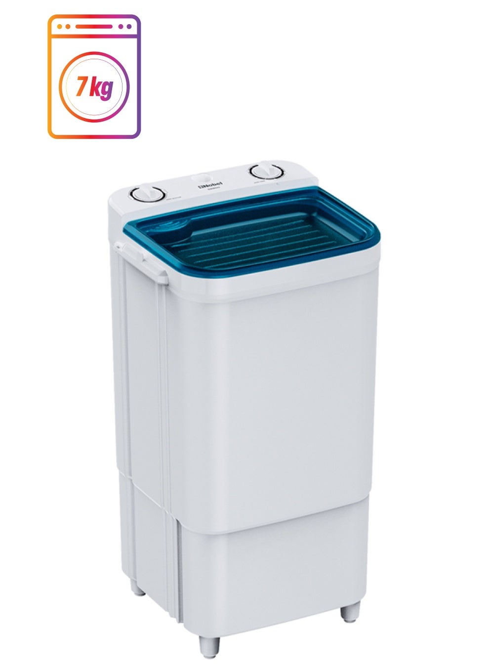 7 Kg Single Tub Washing Machine With 320W Rated Power, 2 Wash Programs, Transparent Washbin Cover, Removable Lid, 15-Min Timer, 3 Star Pulsator, Compact Design, Energy Efficient 7 kg 7 kg NWM890 White