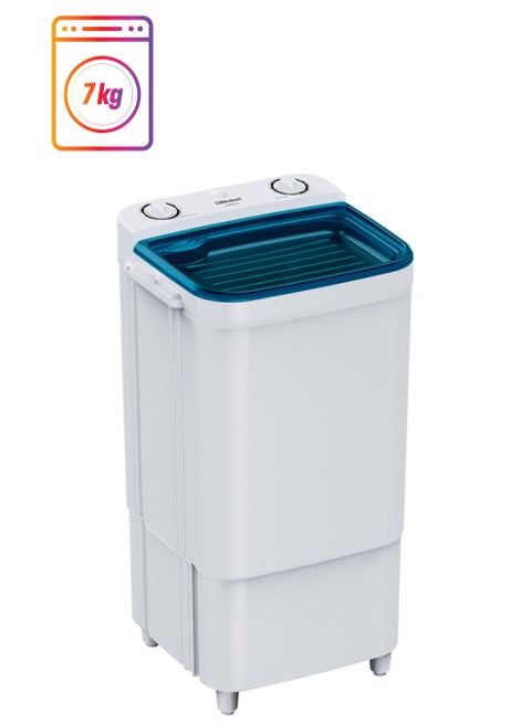 7 Kg Single Tub Washing Machine With 320W Rated Power, 2 Wash Programs, Transparent Washbin Cover, Removable Lid, 15-Min Timer, 3 Star Pulsator, Compact Design, Energy Efficient 7 kg NWM890 White