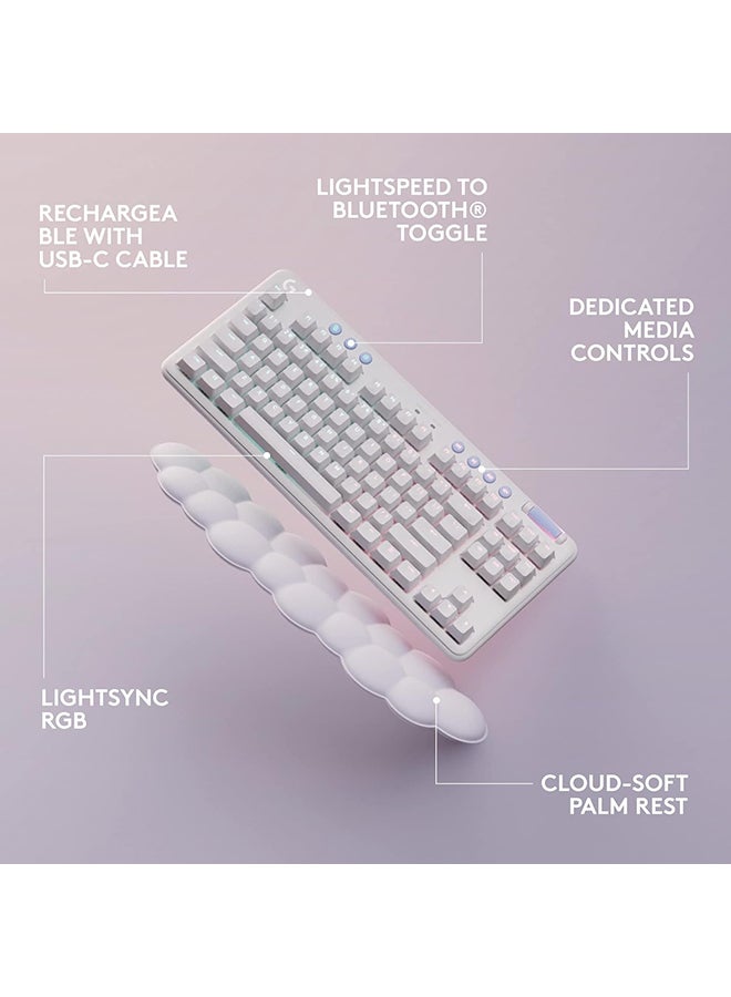 Logitech - G715 Wireless Mechanical Gaming Keyboard, With Lightsync RGB, Lightspeed, GX Brown Tactile Switch, Keyboard Palm Rest, PC/Mac Compatible, English US Layout, White Mist | 920-010465 - Image 1