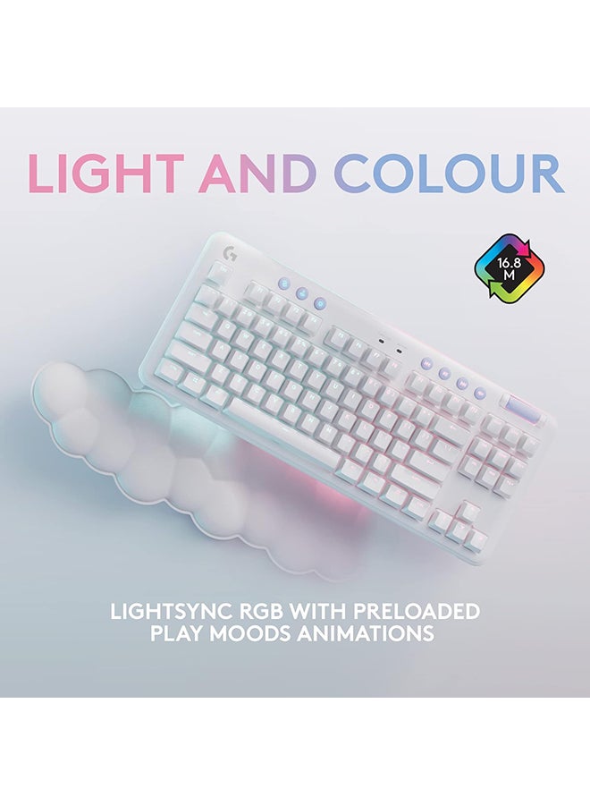 Logitech - G715 Wireless Mechanical Gaming Keyboard, With Lightsync RGB, Lightspeed, GX Brown Tactile Switch, Keyboard Palm Rest, PC/Mac Compatible, English US Layout, White Mist | 920-010465 - Image 1